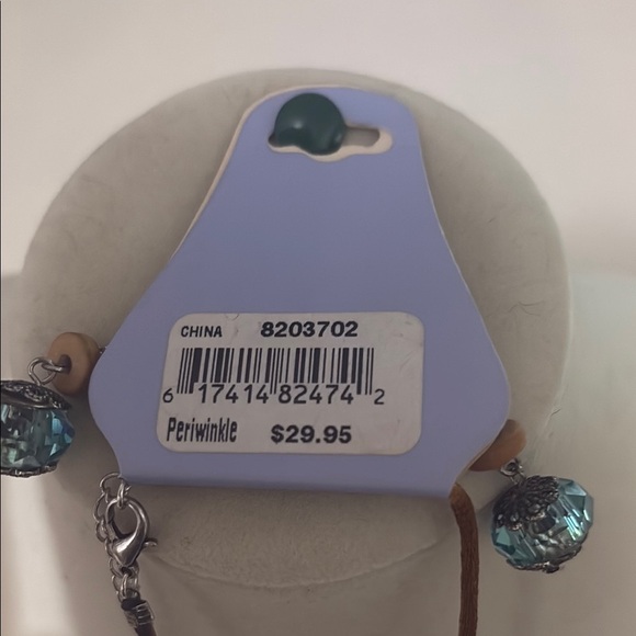 Periwinkle Silver and Blue glass Beaded Necklace and Earring Set - Picture 2 of 4